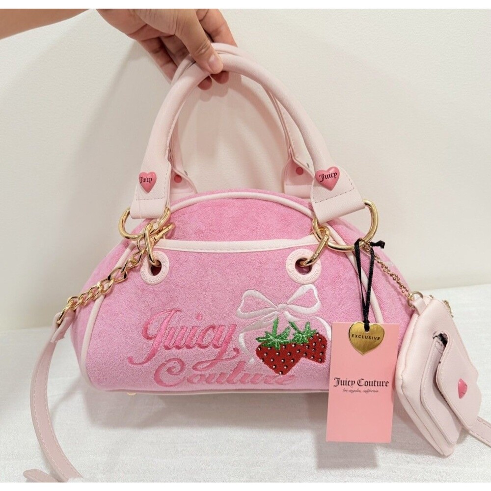 Juicy Couture Retro Strawberry Satchel Cherry Blossom Pink Bag NWT